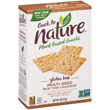 Back To Nature Gluten Free Crackers, Multi-Seed Rice Thins - Dairy Free, Non-Gmo, Made With Whole Grain Brown Rice Flour, Delici