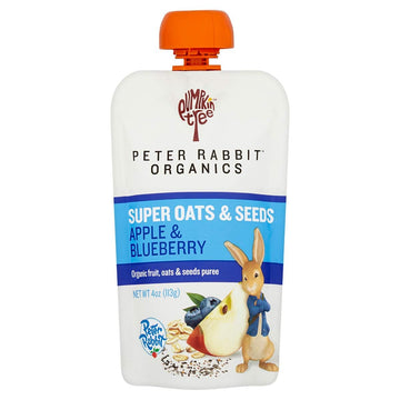 Peter Rabbit Organics Super Oats & Seeds, Apple & Blueberry, 4 Oz Pouches, (Pack Of 10)