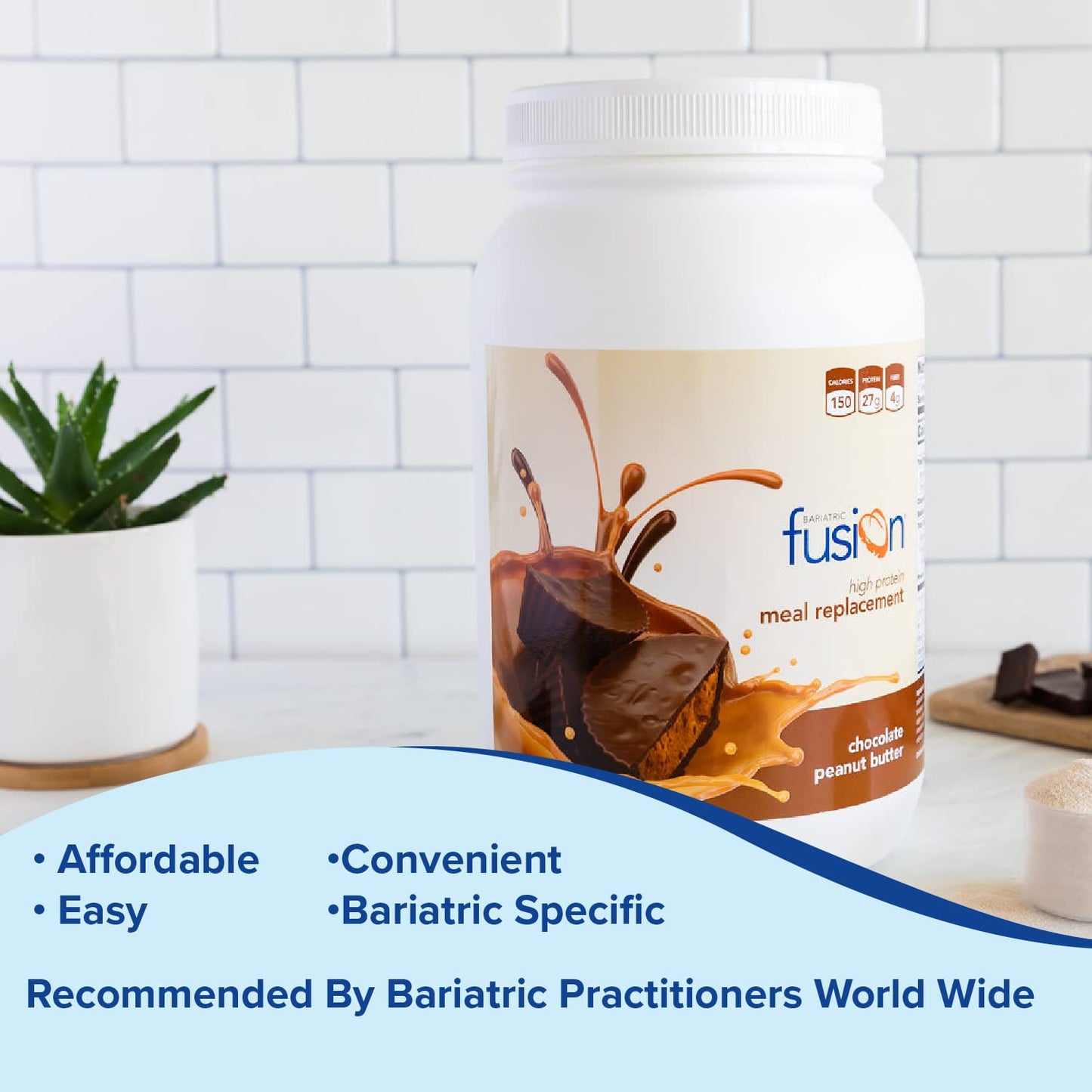 Bariatric Fusion Meal Replacement Protein 21 Serving Tub Chocolate Peanut Butter for Bariatric Surgery Patients Including Gastri