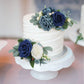 Rinlong 3Pcs Pre-Made Cake Toppers Navy Blue Flowers Cake Decorations Wedding Cake Decorating Flowers Decor Birthday Baptism Par