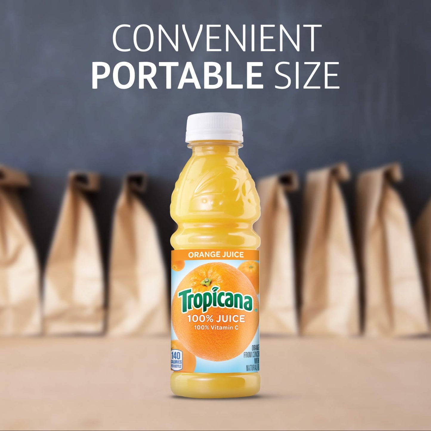 Tropicana 100% Orange Juice, Single Serve, 15.2 Fl Oz Bottles (Pack Of 12) - Real Fruit Juice, Vitamin C Rich, No Added Sugars, No Artificial Flavors