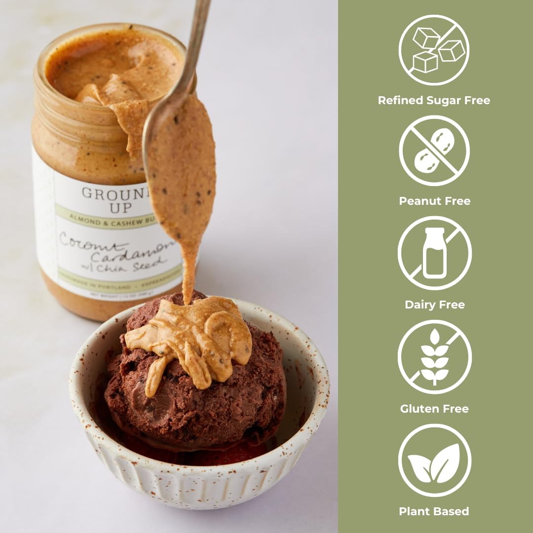 Ground Up Pdx Nut Butter Almond Cashew Coconut Cardamom Chia Seed 12 Ounce