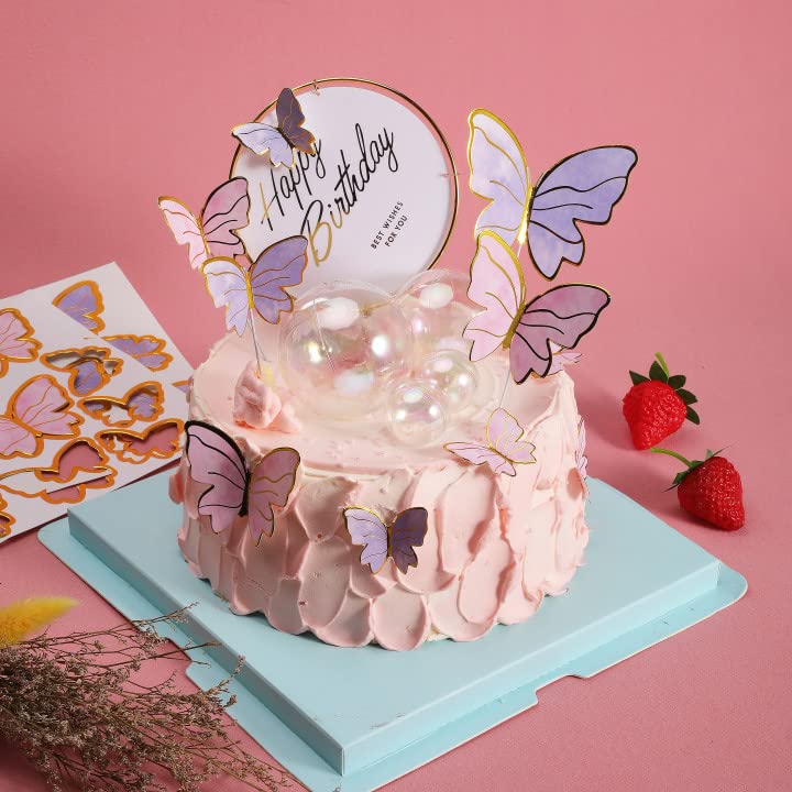 81 Pieces 3D Butterfly Cupcake Toppers Butterfly Cake Decoration Happy Birthday Cake Topper Butterfly Party Decorations Butterfl