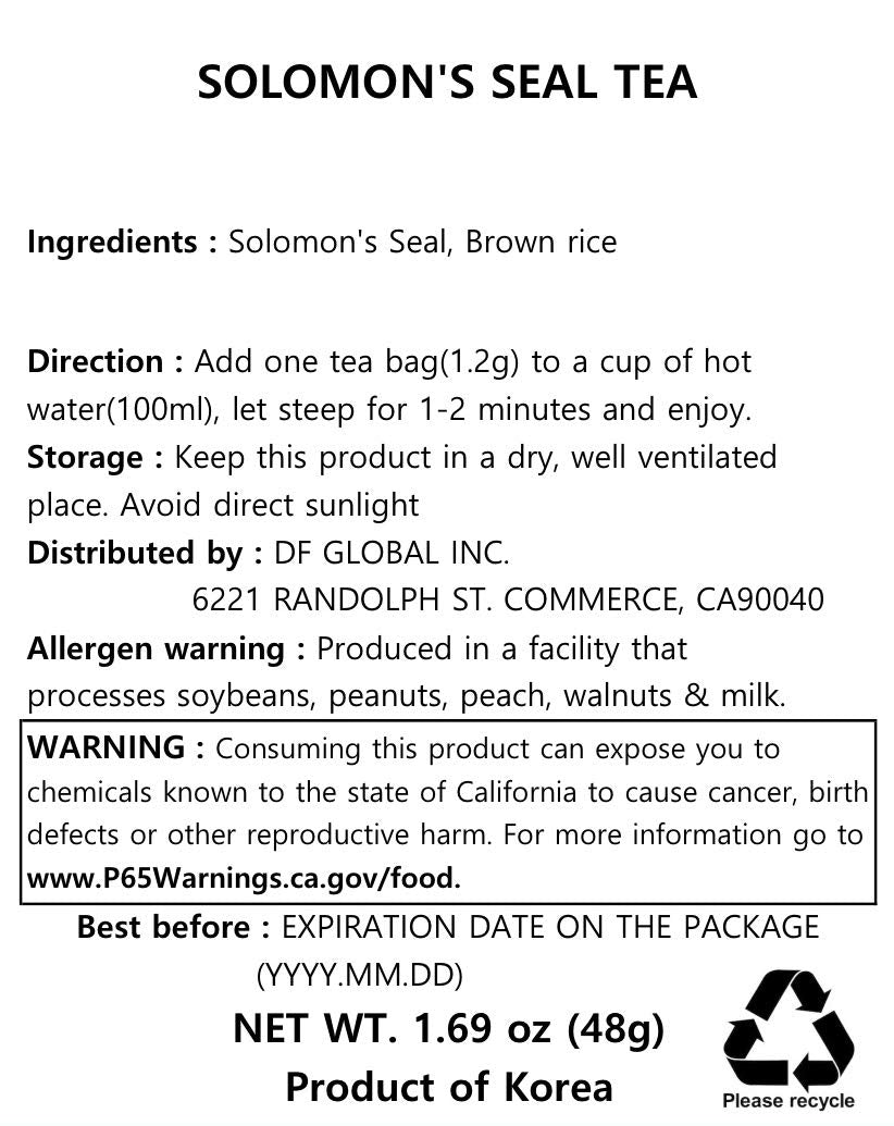 Damtuh Korean Herbal Tea, Solomons Seal, 40 Count, Pack of 1