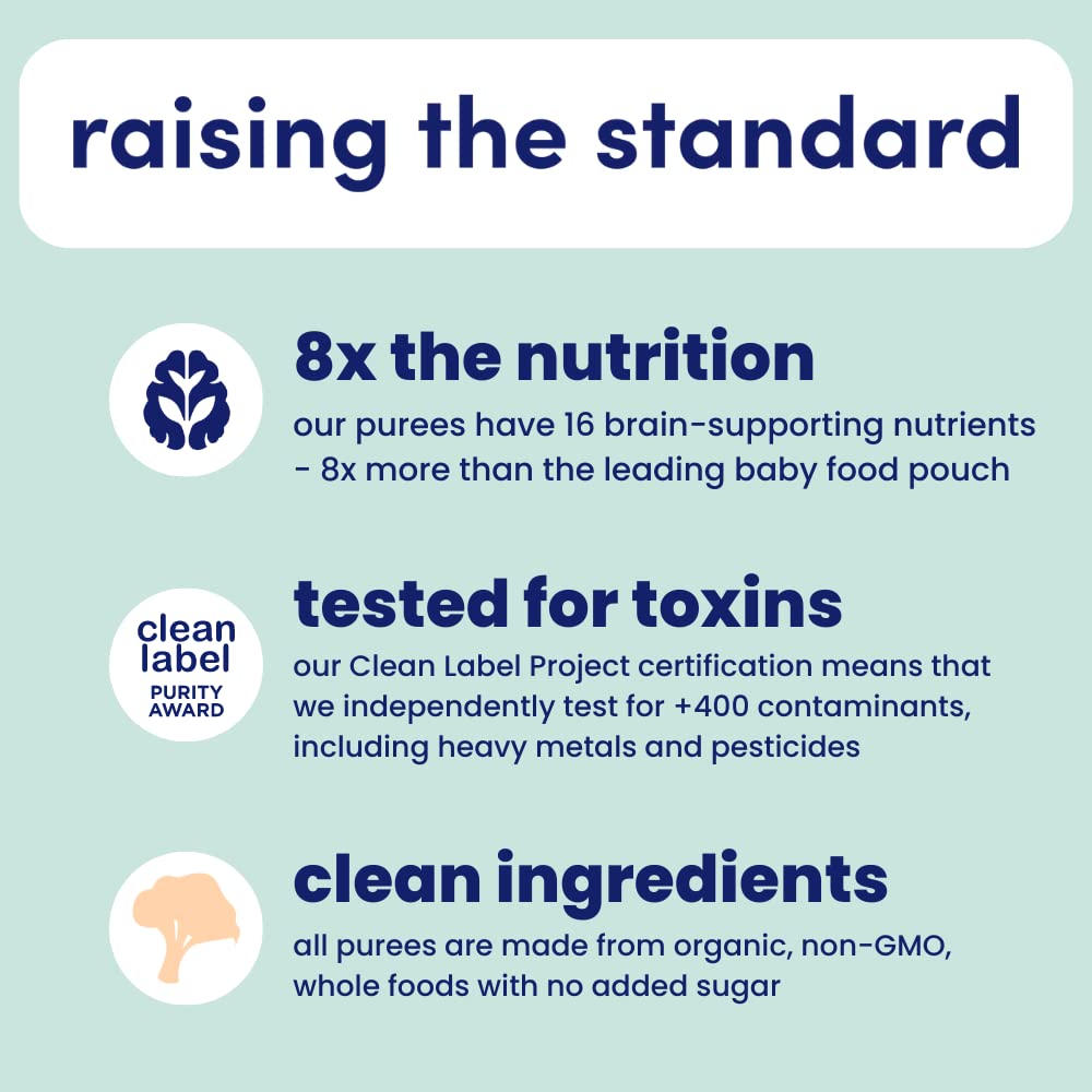 Cerebelly Organic Baby Food Pouches, Carrot Pumpkin Purees, 16 Nutrients, No Added Sugar, Fiber & Non-Gmo, 4Oz, 12 Pack