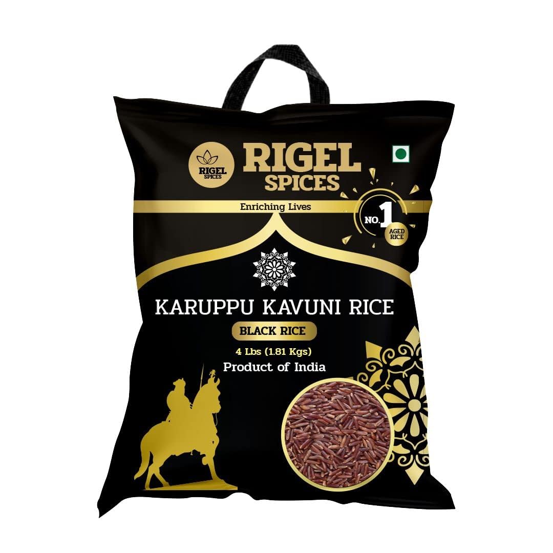 Rigel Spices | Karuppu Kavuni Black Rice (1.81 Kg) 4 Lbs | Kings Rice | Gluten Free | Ancient Black Rice