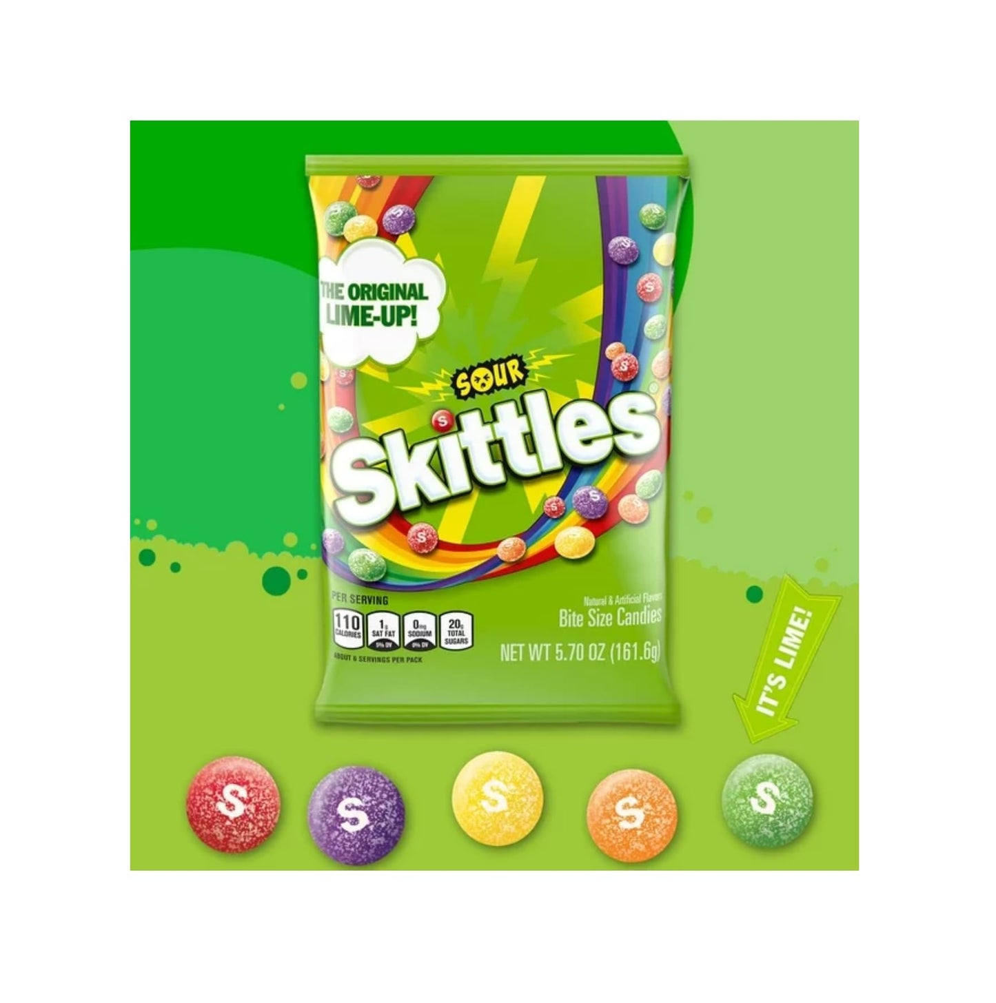 Skittle Sours Candy - Pack of 2 - Sour Outside and Sweet Inside - Bite Size Candy - Perfect for Sharing - Strawberry  G  Orange  Lemon  and Lime