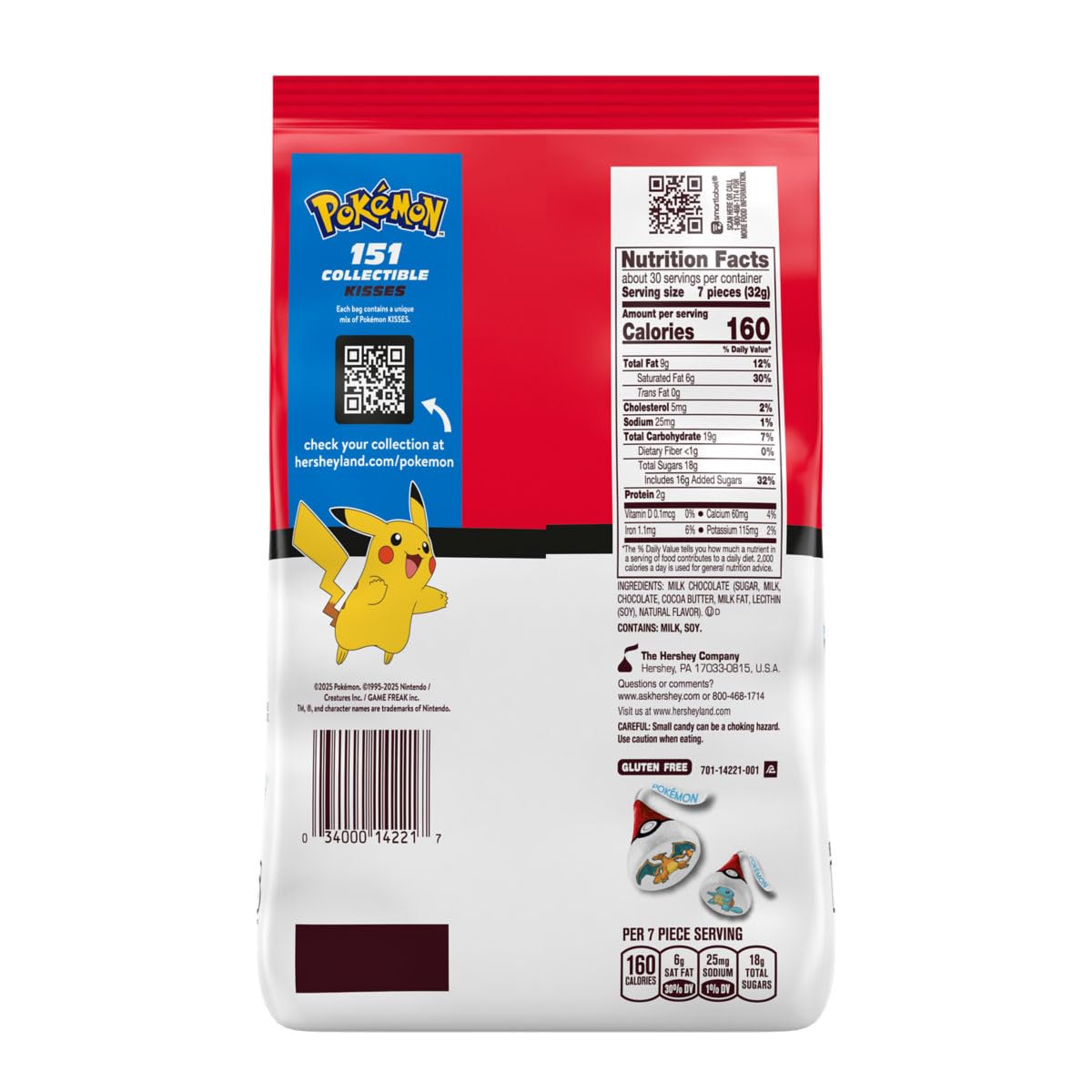Hersheys Kisses Milk Chocolate - Pokemon Special Edition - Collect All 151 Designs - Fun For Everyone - Great For Sharing