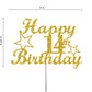 14 Birthday Cake Topper Gold Glitter, Party Decoration Ideas, Premium Quality, Sturdy Doubled Sided Glitter, Acrylic Stick. Made