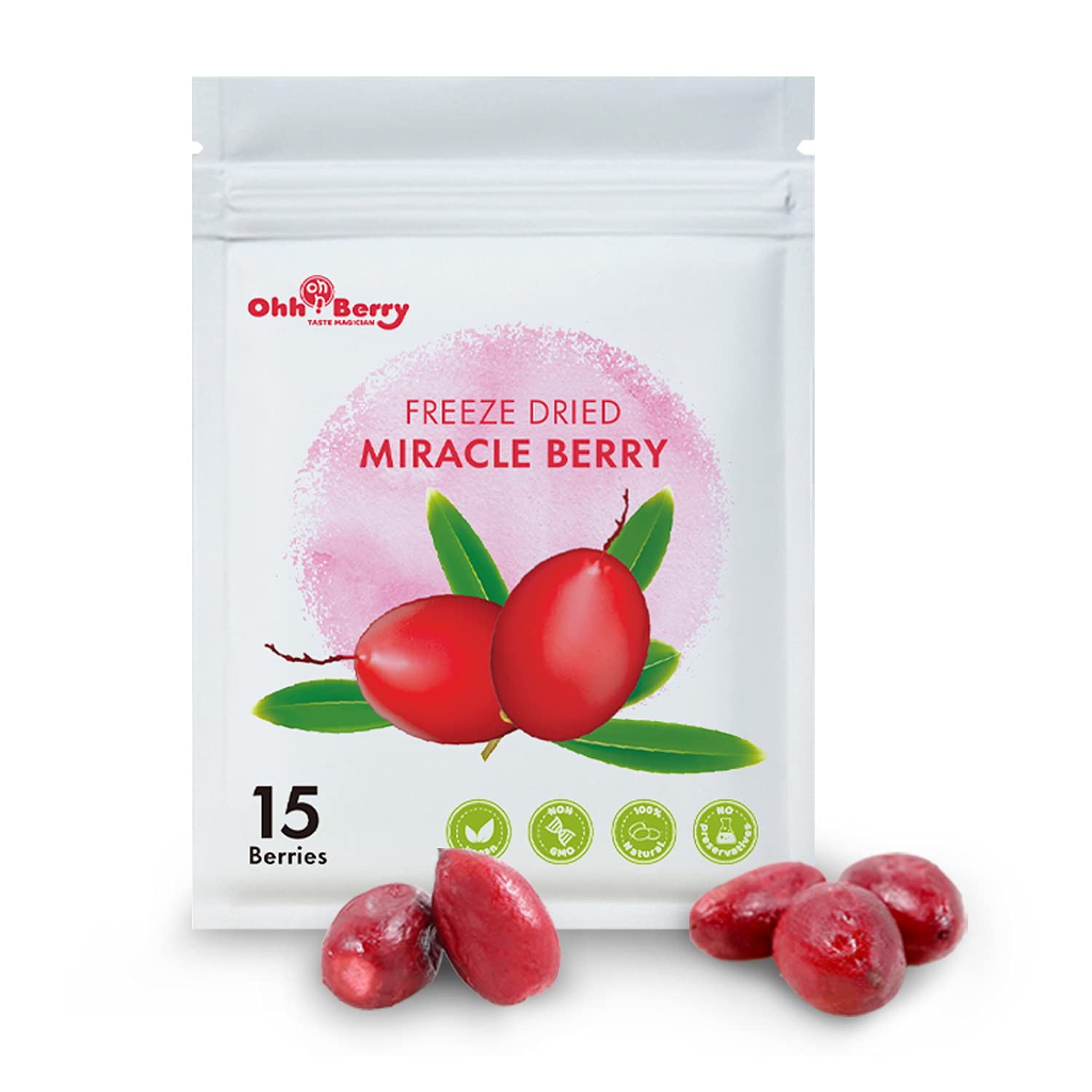 Ohh! Berry Miracle Berry [All 15 Of Them], Magic Berries Taste Change, Natural & Freeze-Dried Friut, Turn Sour Sweet And Reduce