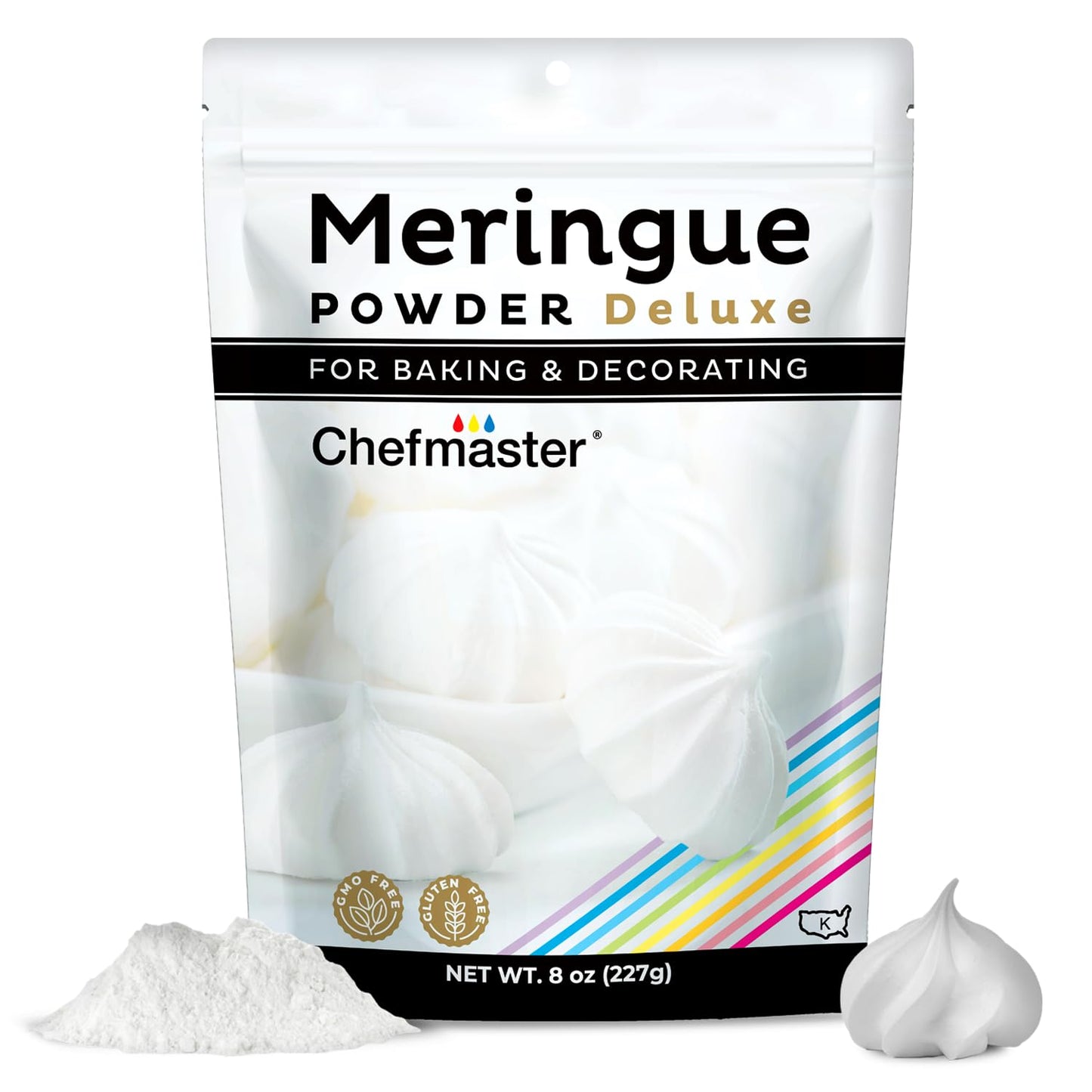Chefmaster Meringue Powder, Egg White Substitute, Non-GMO, Easy-to-Use, 8 oz