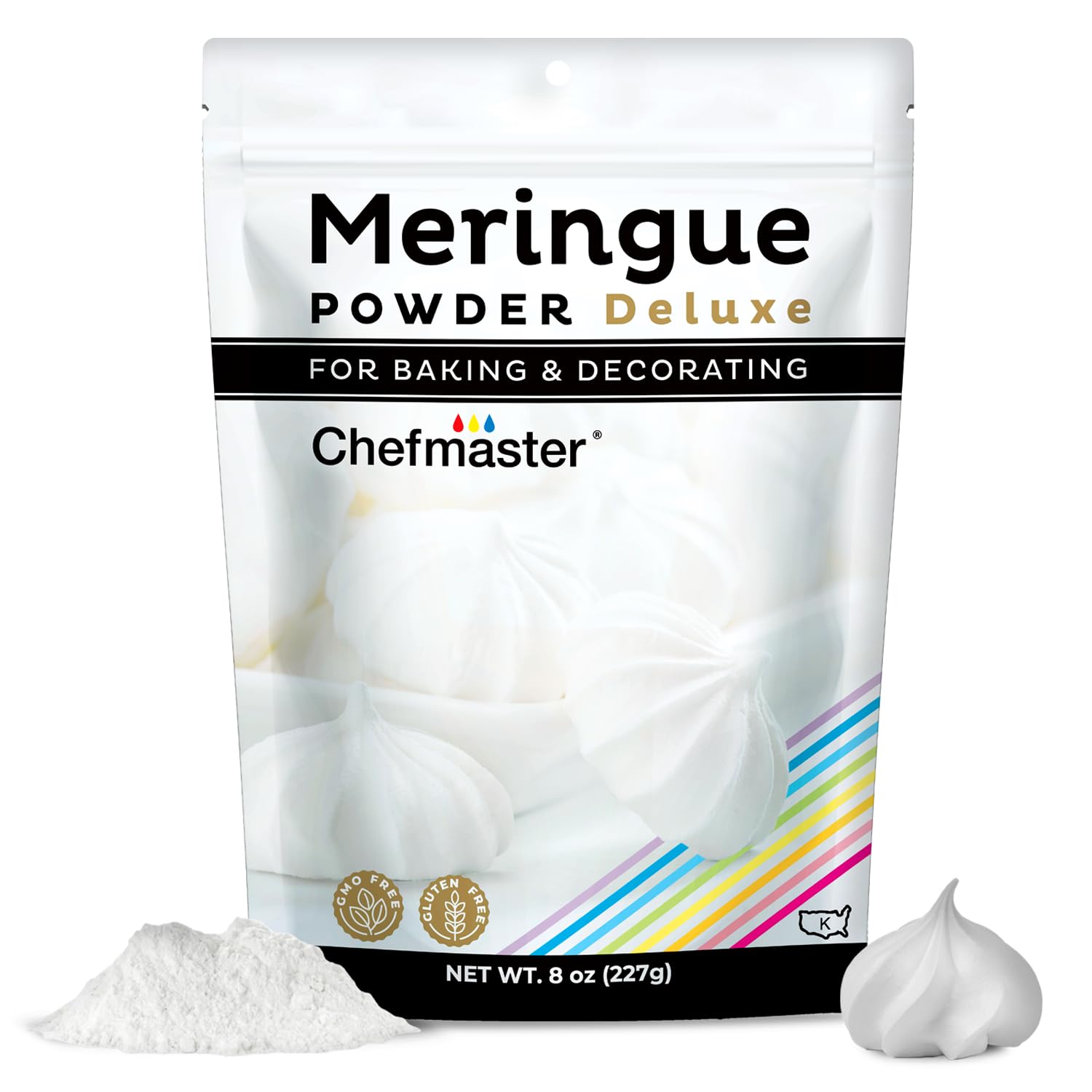 Chefmaster Meringue Powder, Egg White Substitute, Non-GMO, Easy-to-Use, 8 oz