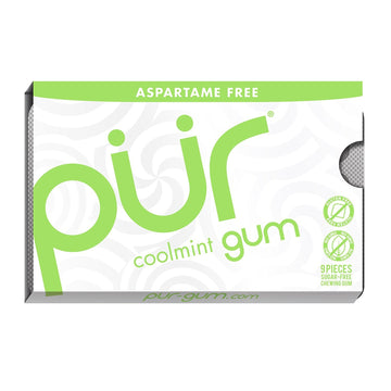 Pur 100% Xylitol Chewing Gum, Coolmint, Sugar-Free + Aspartame Free, Vegan + Non Gmo, 9 Count (Pack Of 12)