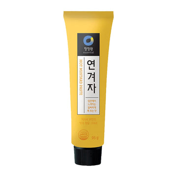 Chung Jung One Korean Premium Hot Spicy Yellow Mustard Paste, All-Natural, No Synthetic Additives, Versatile For Hot Dogs And Naengmyeon, 95G