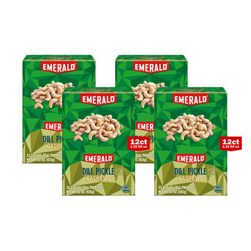 Emerald Nuts, Dill Pickle Seasoned Cashews, 15 Oz (Pack of 4)