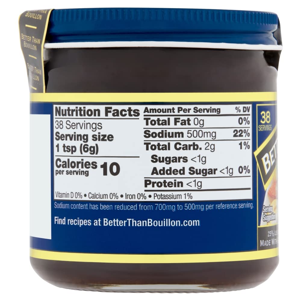 Better Than Bouillon All Natural Reduced Sodium Vegetable Base, Made with Seasoned Vegetables, Makes 9.5 Quarts of Broth, 38 Ser