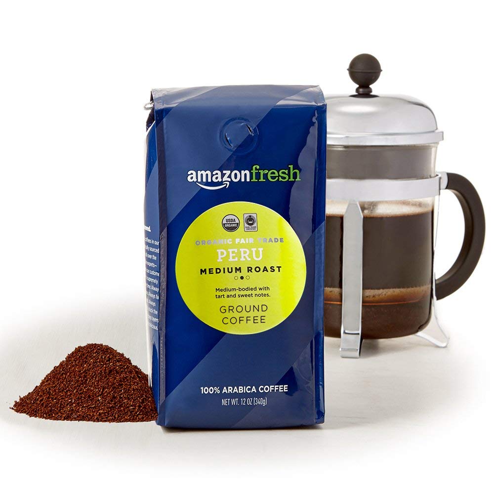 large online retailer Fresh Organic Fair Trade Ground Coffee, Medium Roast, 12 Ounce