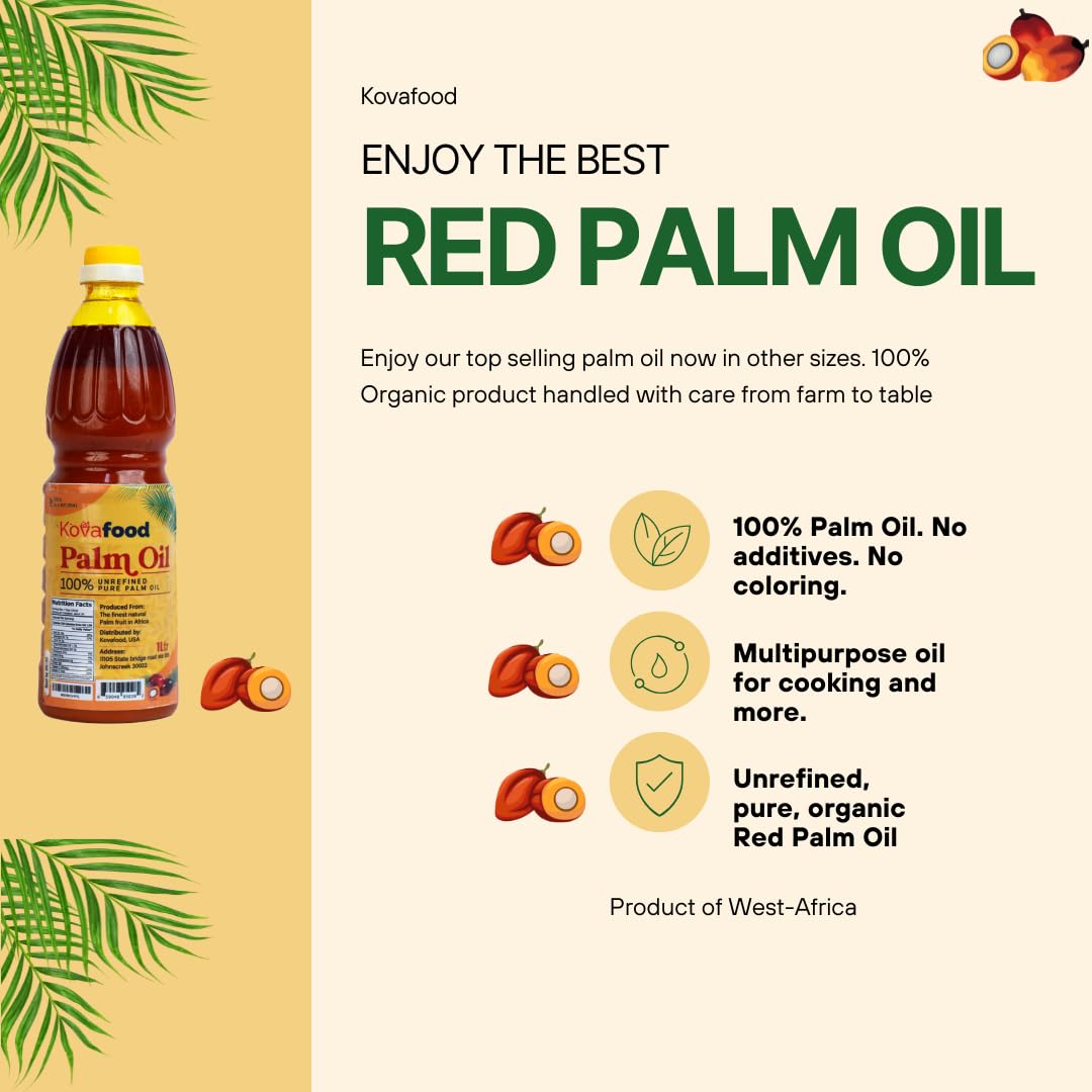 Kovafood Organic Pure And Natural Red Palm Oil, 1Ltr