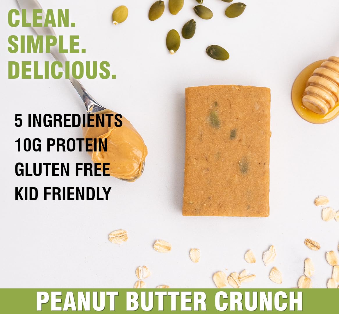 KiZE Energy Bars - Peanut Butter Crunch - Gluten Free, Non-GMO, 10g Protein - 10 Count