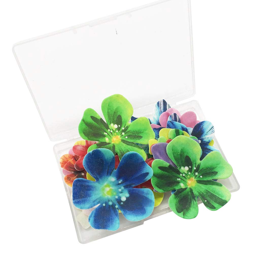 Set Of 30 Edible Cupcake Toppers Christmas Cake Topper Wedding Cake Birthday Party Food Decoration Mixed Size & Colour (Flower)