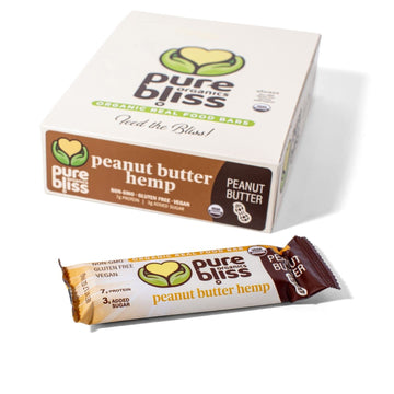 Organic Real Food Bars (Peanut Butter Hemp) Grain Free- Paleo Friendly - Non-GMO, Gluten Free, Vegan, Nutrition Bars, Super Food
