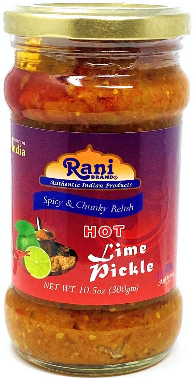 Rani Lime Pickle Hot (Achar, Spicy Indian Relish) 10.5oz (300g) Glass Jar ~ Vegan | Gluten Free | NON-GMO | No Colors | Popular 