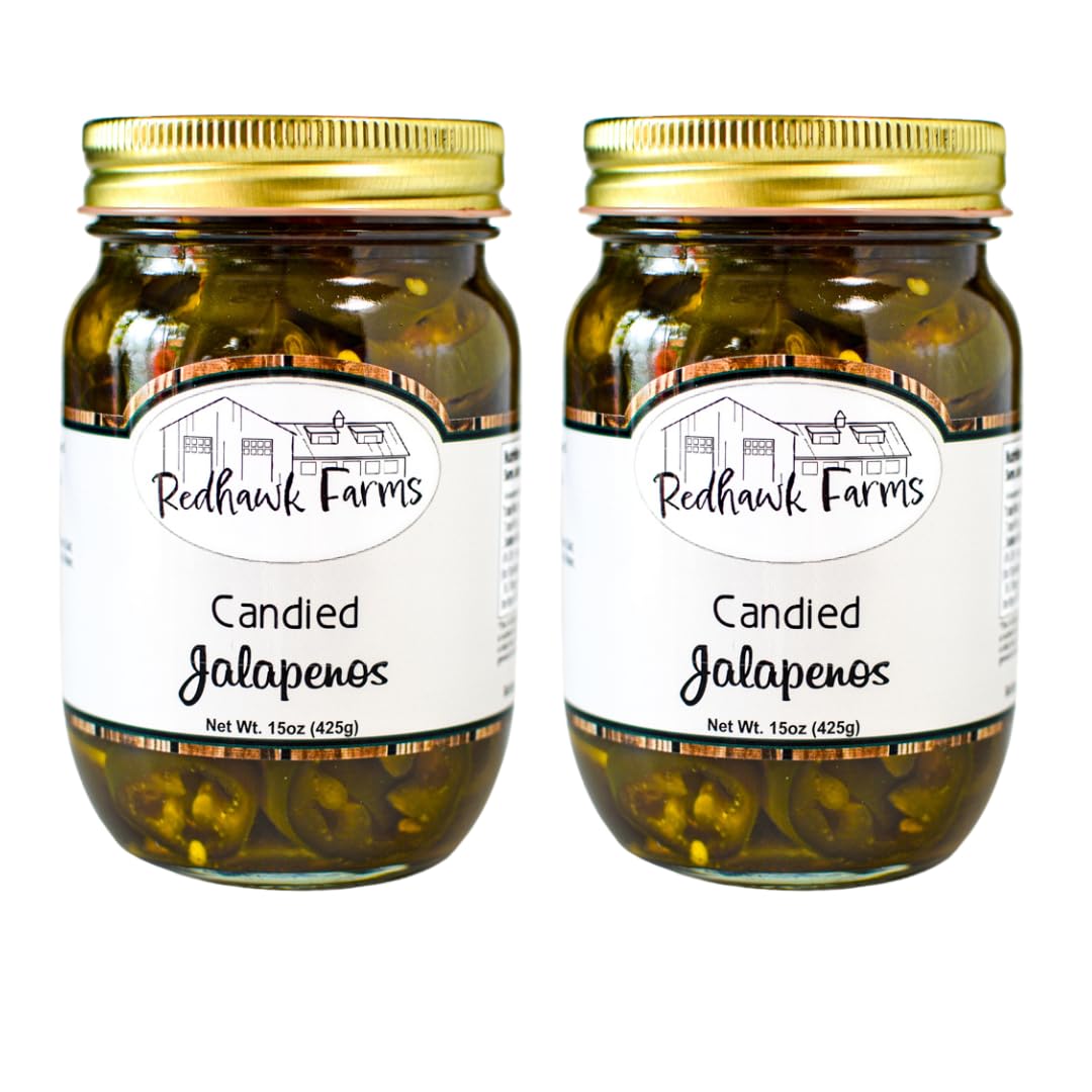 Redhawk Farms Candied Jalapenos - Premium Candied Jalapeno Slices in a Flavorful Vinegar Brine - All Natural, Gourmet Snacks & G