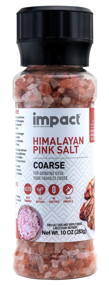 Impact - Coarse Himalayan Pink Sea Salt - No Additives Rich in Trace Minerals Non-GMO Gluten-Free Ideal for Low-Carb Fasting Coo