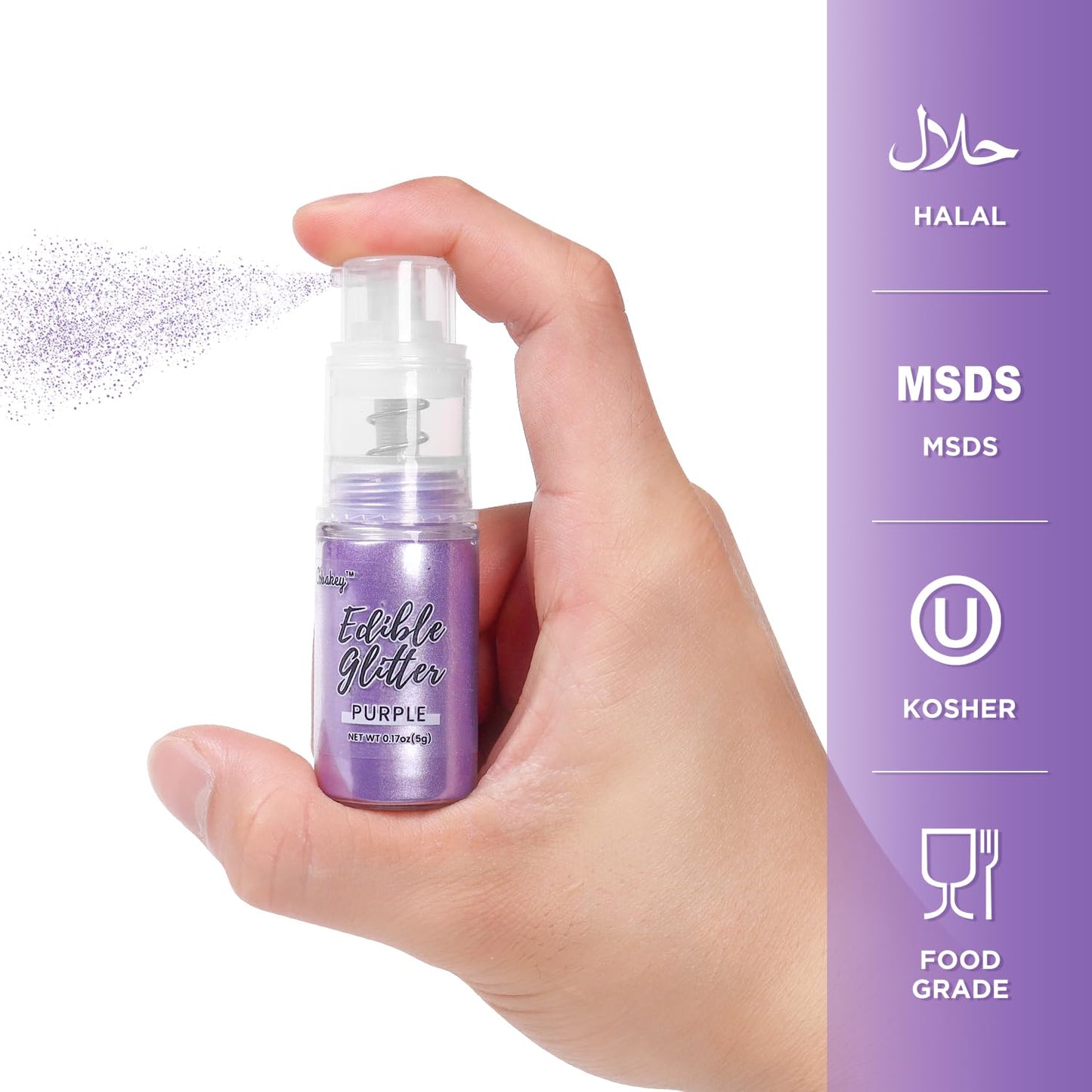 Lavender Purple Edible Glitter Spray, 5g Edible Glitter for Cocktails, Cobakey Luster Dust Edible for Cake Decorating, Drinks, B
