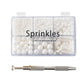 Kasvan White Mix Sugar Sprinkles - Edible Candy Pearls with 4-Claw Sprinkle Pen,118g/4.16 Oz, Gift Box Pack, Baking Cake Decorat