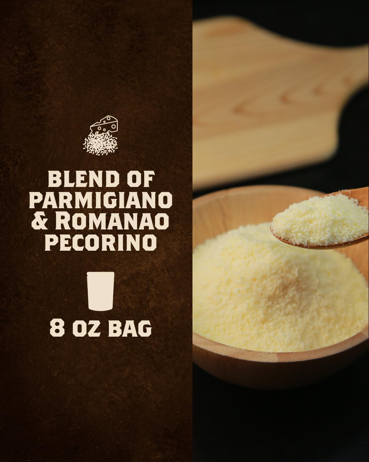 Fortunas Grated Cheese Blend - 8oz Parmigiano & Romano Pecorino Cheese - Ideal for Pasta and Pizza