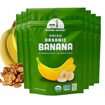 Mavuno Harvest Dried Banana Chips Fruit Snacks | Organic Dried Banana | Healthy Snacks For Kids & Mature-Themeds | Unsweetened Banana Chips | Gluten Free Snack | Vegan, Non Gmo, Direct Trade | 2 Oz, Pack Of 6
