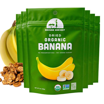 Mavuno Harvest Dried Banana Chips Fruit Snacks | Organic Dried Banana | Healthy Snacks for Kids & mature-themeds | Unsweetened Banana Chips | Gluten Free Snack | Vegan, Non GMO, Direct Trade | 2 Oz, Pack of 6