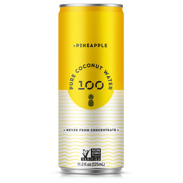 100 Coconuts Pineapple Flavored Pure Coconut Water, Non GMO, No Preservatives, 11 Fluid Ounces (Pack Of 12)
