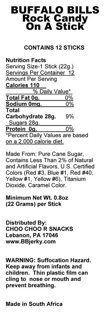 Buffalo Bills Natural (White) Rock Candy On A Stick (12-Ct Cup White Rock Candy Crystal Sticks)