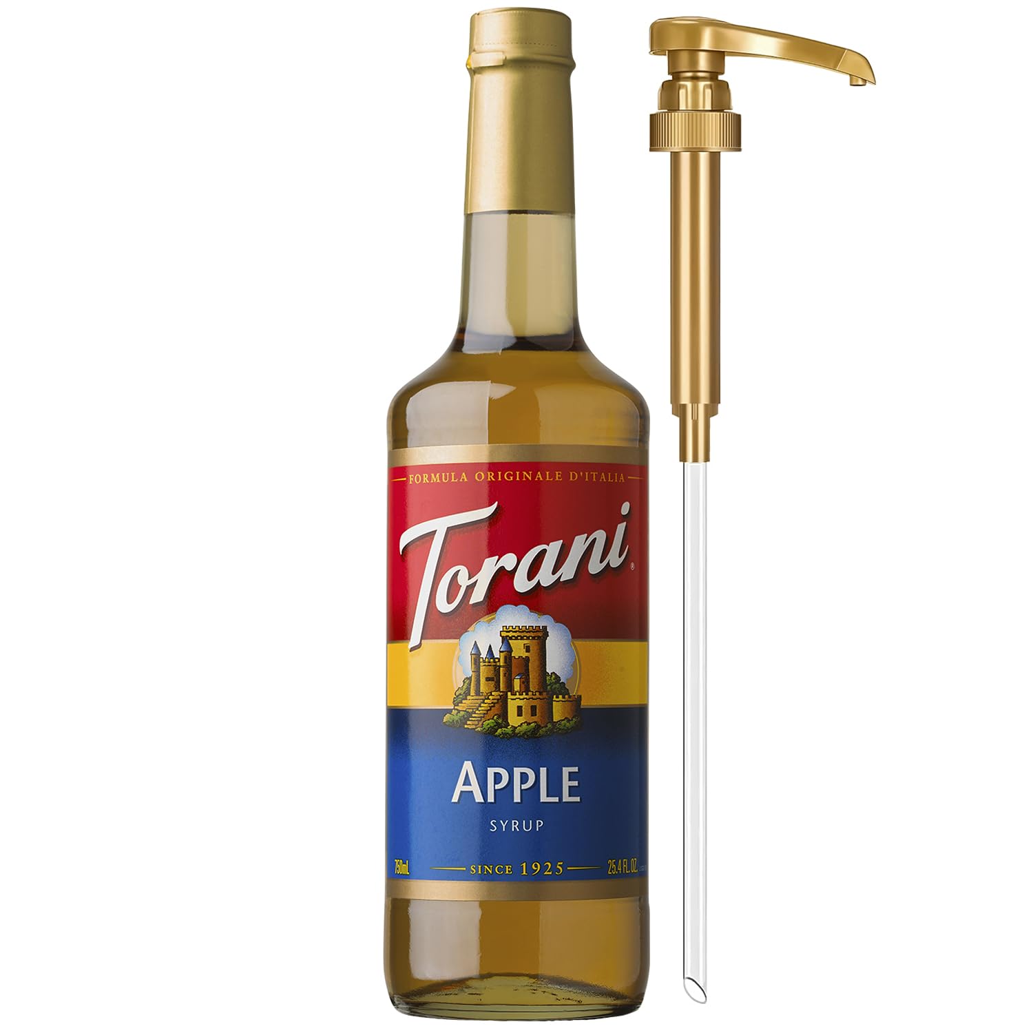 Torani Apple Syrup for Drinks, Flavoring for Iced Tea, Lemonade, Sodas, and Cocktails, Glass Bottle with Pump Included, 25.4 Fl 