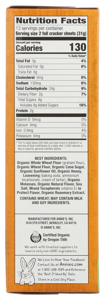 Annie'S Homegrown Organic Honey Graham Crackers, 14.4 Oz (Pack Of 4)