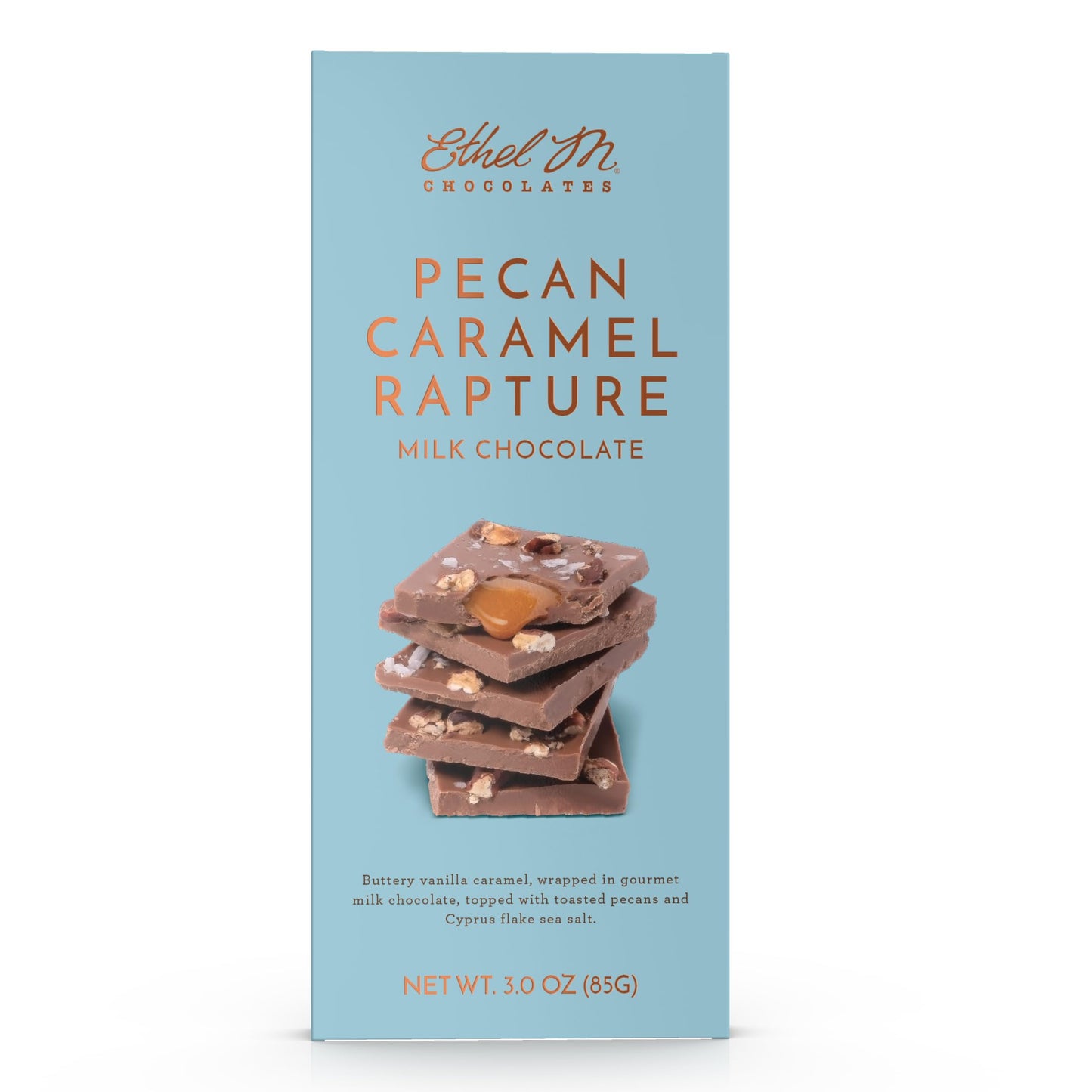 Ethel M Chocolates Small-Batch Gourmet Milk Chocolate Bar With Artisanal Caramel Fillings Topped With Chopped Pecans And Sea Sal