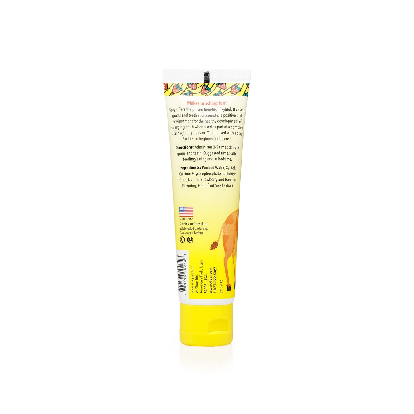 Spry Xylitol Baby Toothpaste, Natural Toddler Toothpaste, Fluoride Free Toothpaste For Kids, Xylitol Toothpaste For Kids Age 3 Months And Up, Tooth Gel Strawberry Banana 2 Fl Oz (Pack Of 3)