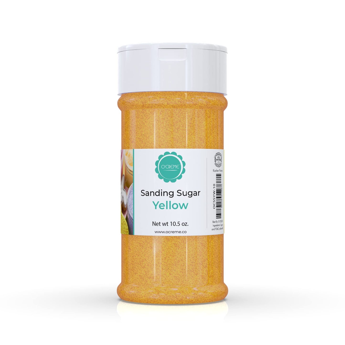 OCREME Sanding Sugar for Cookie Decorating, 10.5 Ounce, Golden Yellow Crystals for Cakes, Cupcakes, and Cookies