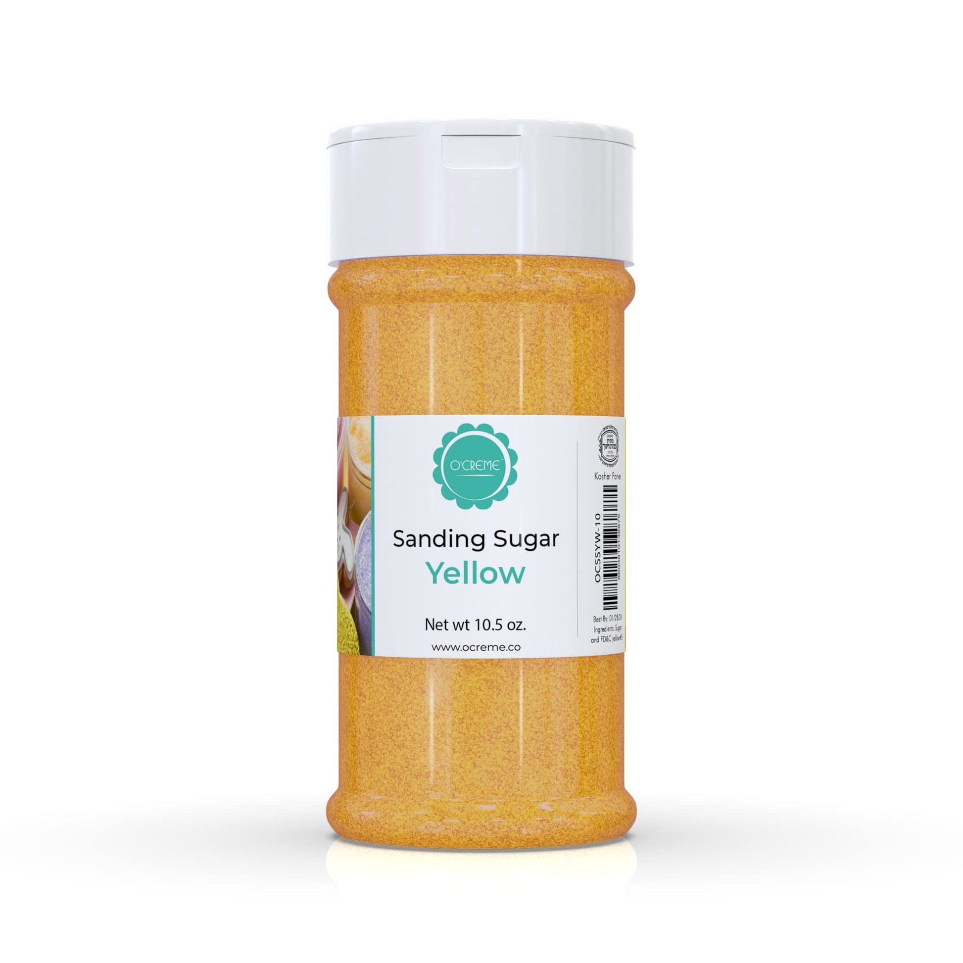 OCREME Sanding Sugar for Cookie Decorating, 10.5 Ounce, Golden Yellow Crystals for Cakes, Cupcakes, and Cookies