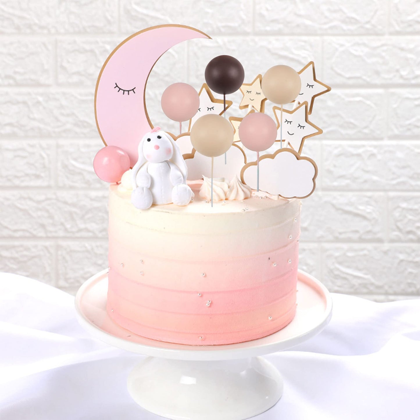 Gyufise 30Pcs Mini Balloon Cake Topper Brown Foam Ball Cake Topper Decorations Faux Pearl Balls Diy Cake Insert Topper Baking De