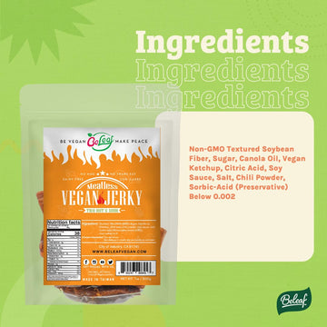 Beleaf Thai Hot & Sour Plant-Based Jerky | Delicious Meat Substitute | Low Carb, Non-GMO, Dairy Free, Plant Protein | Natural In