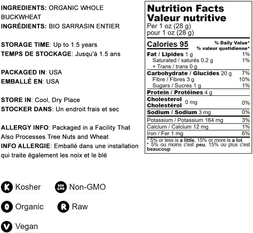 Food To Live Organic Whole Grain Buckwheat Flour, 8 Ounces - Non-Gmo, Kosher, Unbleached, Unbromated, Unenriched, Stone Ground,