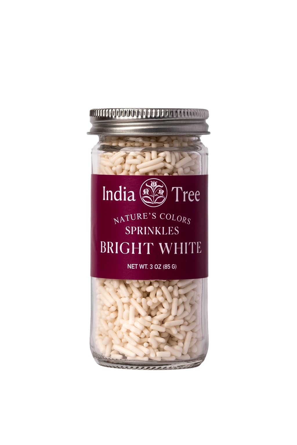 India Tree Natures Colors Bright White Sprinkles 3 oz | Natural, Vegan, Non-GMO, Top 9 Allergen-Free