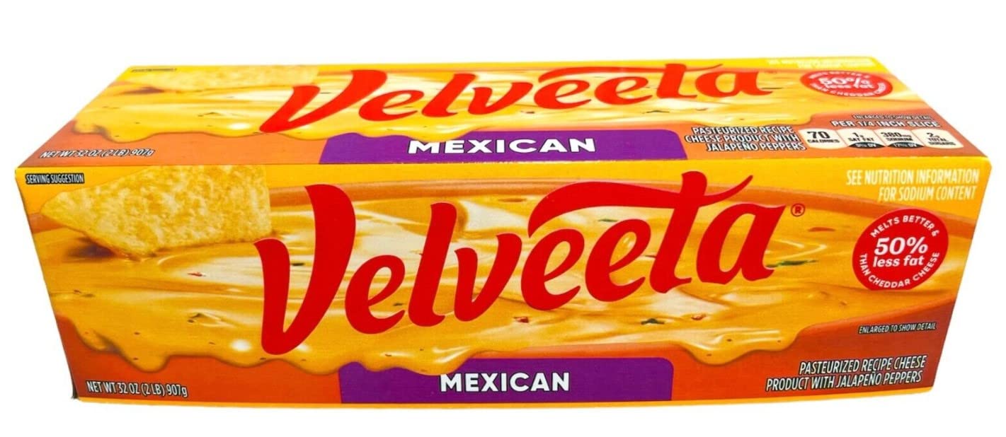 Velveeta Mexican Cheese, Mild, 32 Ounce Loaves, Pack of 2, Model 4949709