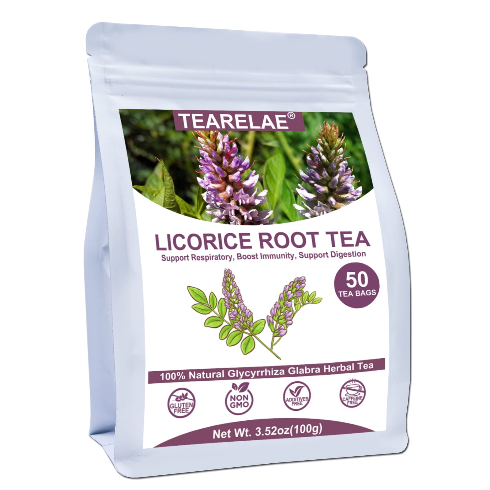 TEARELAE Licorice Root Tea 2g x 50 Count - 100% Pure Herbal Tea - Caffeine-free, Non-GMO, Sweet Flavor