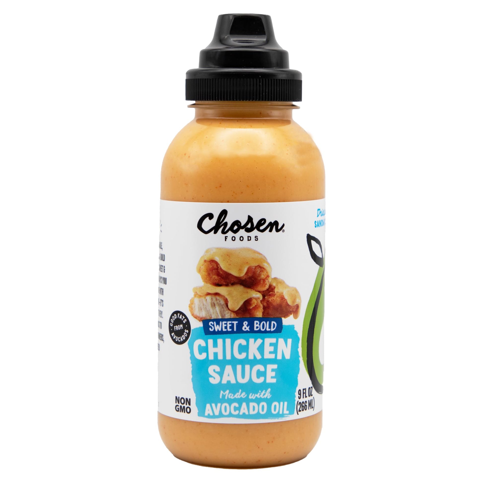 Chosen Foods Chicken Sauce for Hamburgers, Sandwiches, and Fries, 9 oz, Yellow with Reddish Hue