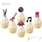 Rock And Roll Cupcake Topper Musical Themed Guitar Cake Topper, Guitar, Note, Rock Music Elements Rock Party Decorations For 80'