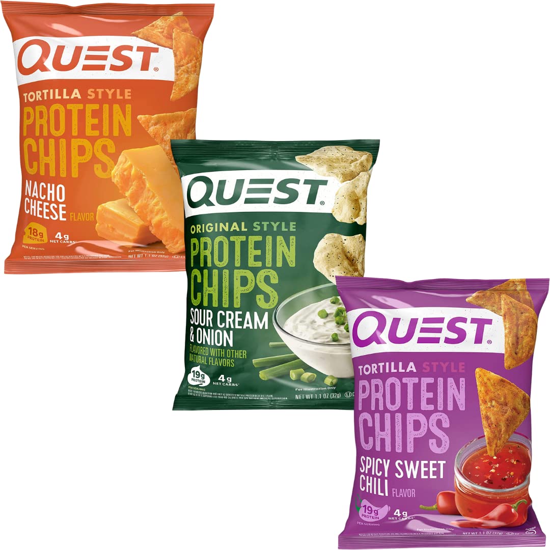 9 Pack Flavor Sampler - Quest Nutrition Tortilla Style Protein Chips, Variety Pack With Usa-Supply Magnetic Chip Clip